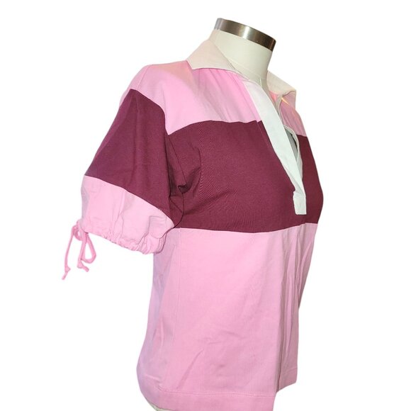 Free Assembly Shirt Polo Layering Coverup Pink Burgundy NWT Womans S JJ3442 - Picture 6 of 6